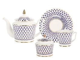 Сервиз чайный форма Юлия рисунок Кобальтовая сетка, 6 персон 14 предметов арт. 81.26236.00.1