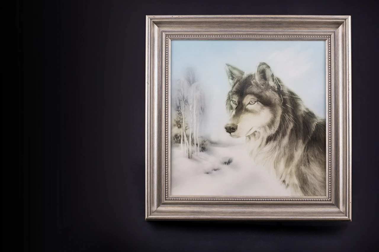 Пласт в багете 350х350 мм, Волк, арт 80.88955.00.1, 