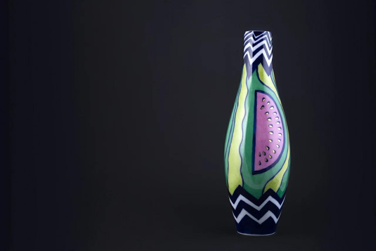 Ваза Арбузный зигзаг на форме Высокая арт 60.14698.00.1, 