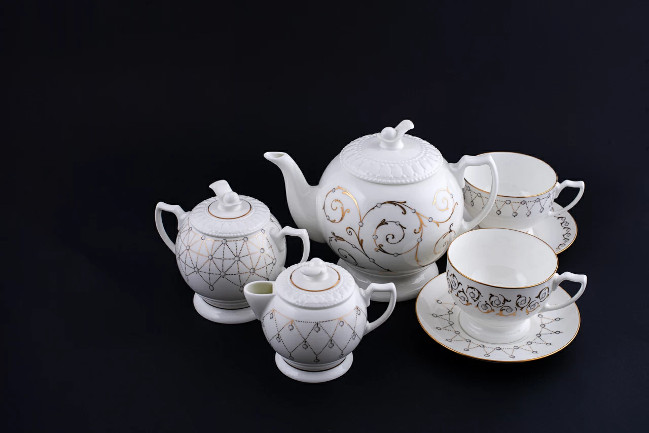 Сервиз чайный Жемчуг на форме Жемчужина, 7 предметов на 2 персоны, арт 61.20975.00.1, 