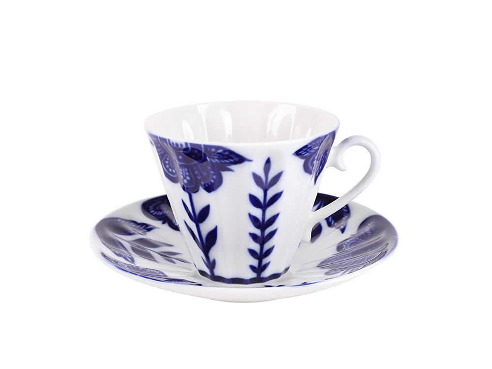 Чашка с блюдцем чайная 235 мл форма Лучистая рисунок Флер арт. 81.28663.00.1