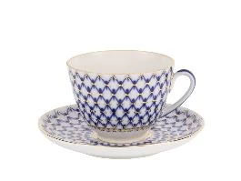 Чашка с блюдцем чайная форма Весенняя рисунок Кобальтовая сетка 250 мл арт. 81.19918.00.1