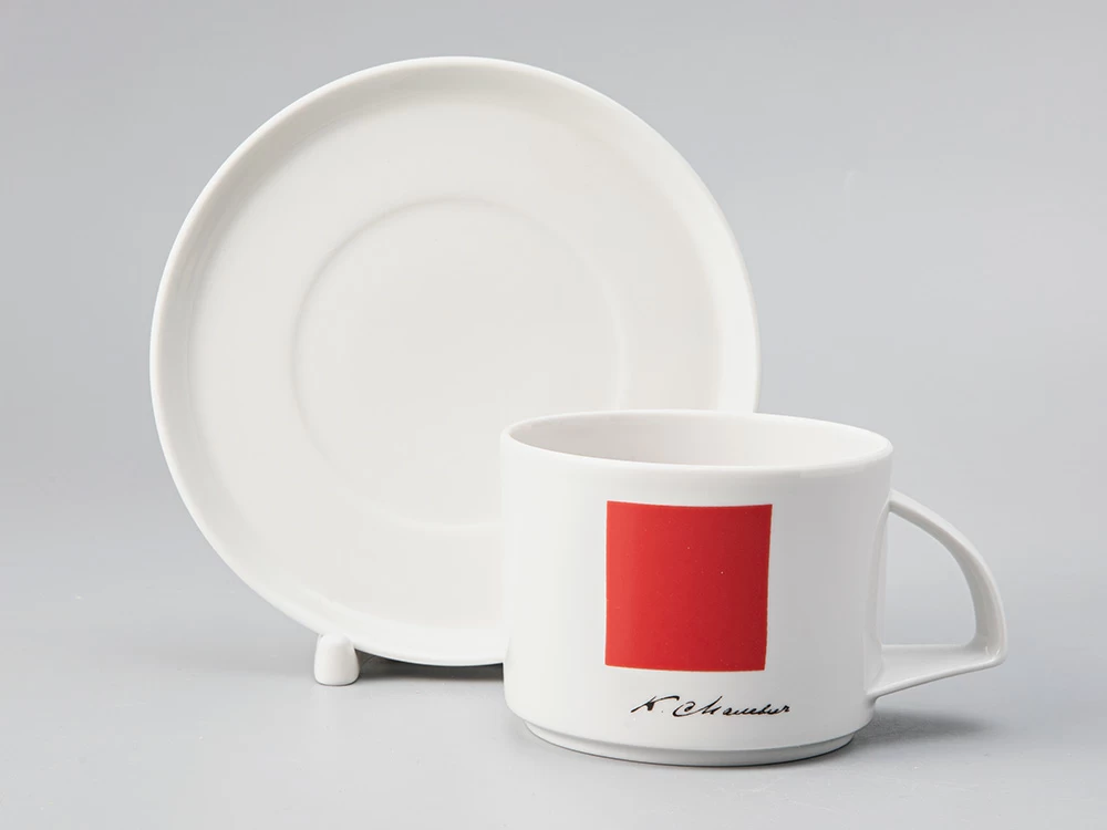 Чашка с блюдцем чайная 280 мл форма Баланс рисунок Красный квадрат арт. 81.21417.00.1