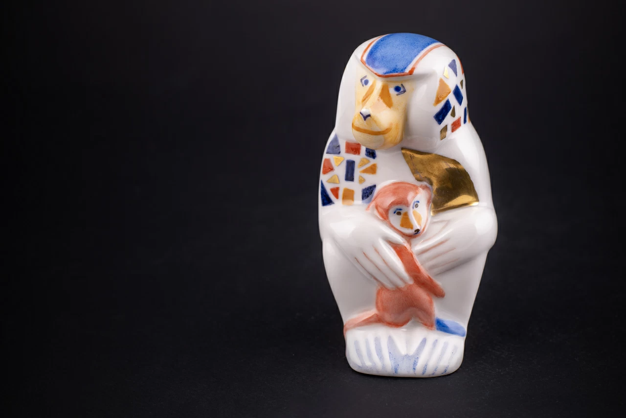 Скульптура Павиан с детенышем, рисунок Калейдоскоп, арт 62.09268.00.1, 