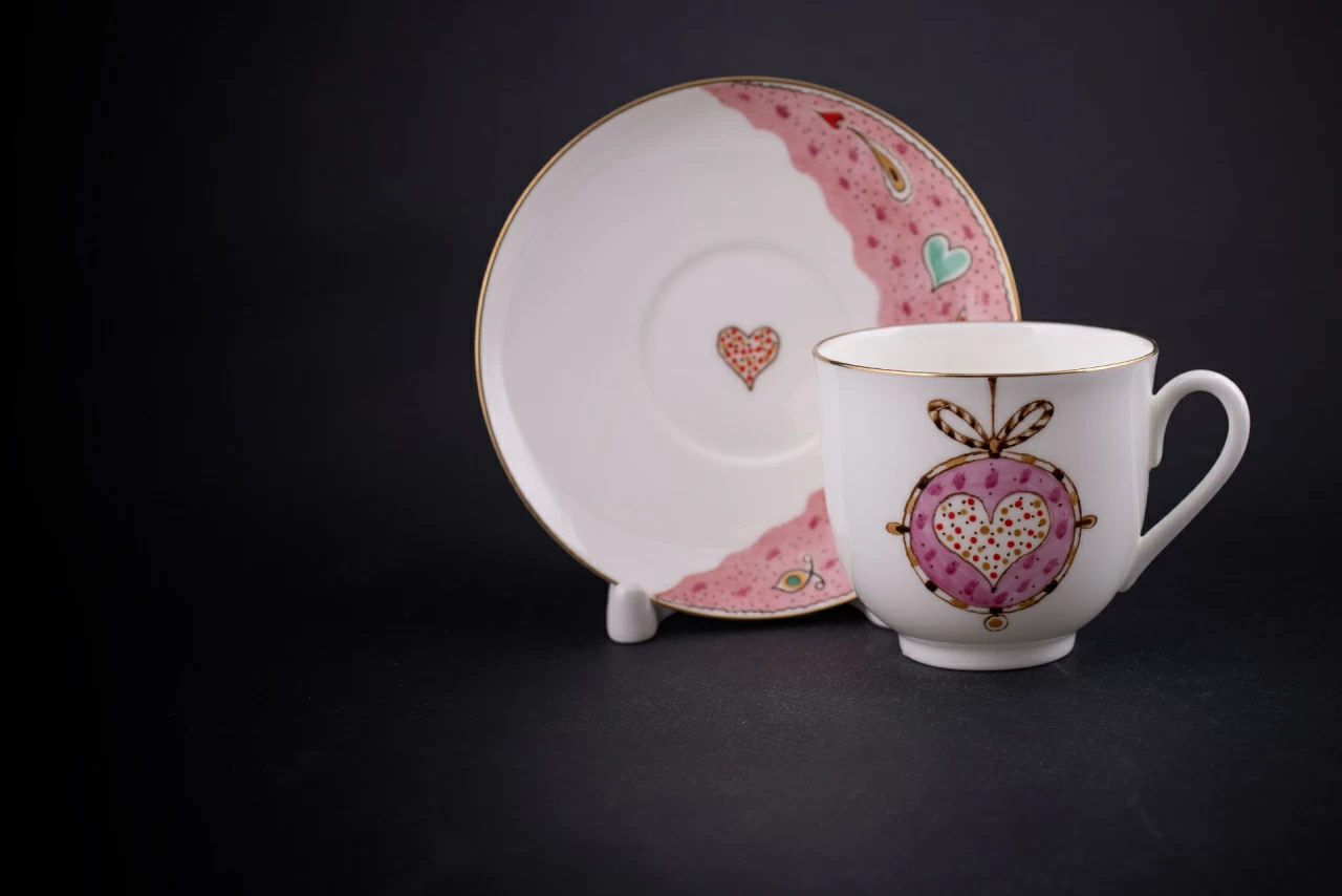 Чашка с блюдцем кофейная, форма Ландыш, рисунок Серечное поздравление, арт 61.21046.00.1, 