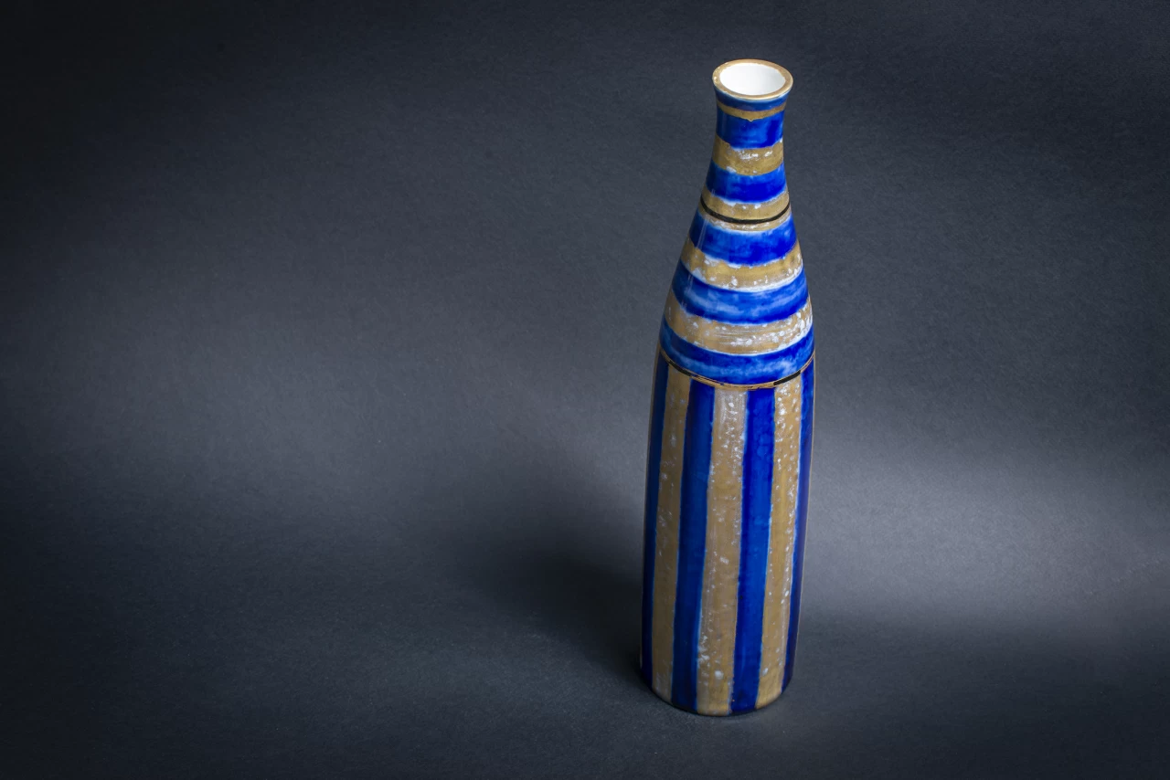 Ваза форма Бутыль, рисунок Бутыль в полоску арт 60.08973.00.1, 