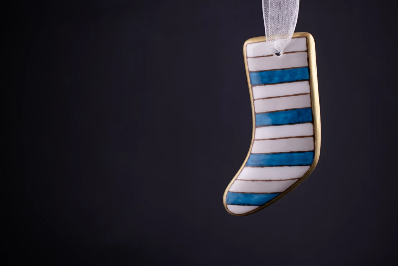 Елочная игрушка Носочек, Зимний вечер, арт 60.07615.00.1,  Елочная игрушка Носочек, Зимний вечер, арт 60.07615.00.1,