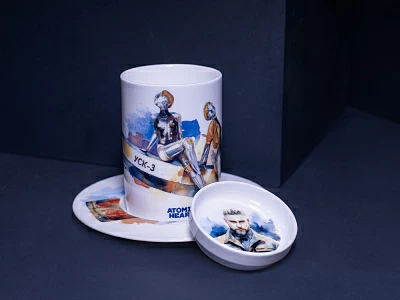 Бокал с блюдцем и крышкой 400мл в подарочной упаковке, форма Топ, рисунок Atomic Heart 2, арт 81.34449.00.1