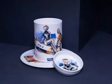 Бокал с блюдцем и крышкой 400мл в подарочной упаковке, форма Топ, рисунок Atomic Heart 2, арт 81.34449.00.1