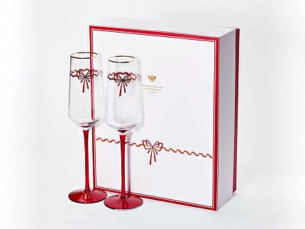 Набор из 2-х бокалов для шампанского 250 мл, в подарочной упаковке, рисунок Календа арт 14.11465.07