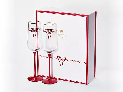 Набор из 2-х бокалов для шампанского 250 мл, в подарочной упаковке, рисунок Календа арт 14.11465.07