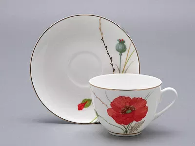 Сервиз чайный форма Весенняя 2 рисунок Маки на 6 персон 14 предметов, арт. 81.34140.00.1