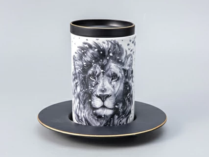 Бокал с блюдцем Тотем в подарочной упаковке, рисунок Лев арт. 81.28375.00.1, 