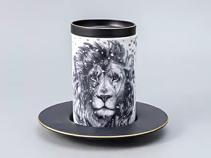 Бокал с блюдцем Тотем в подарочной упаковке, рисунок Лев арт. 81.28375.00.1