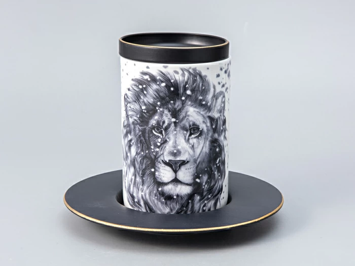 Бокал с блюдцем Тотем в подарочной упаковке, рисунок Лев арт. 81.28375.00.1, 