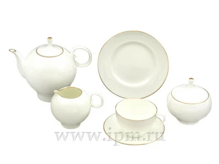 Сервиз чайный Яблочко Золотой кант, 6 персон 20 предметов, арт. 81.21494.00.1, 