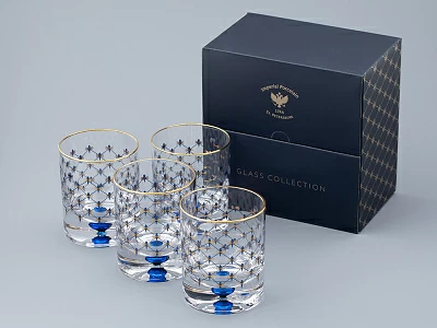Набор из 4-х стаканов для виски 220 мл Кобальтовая сетка арт. 14.11003.07