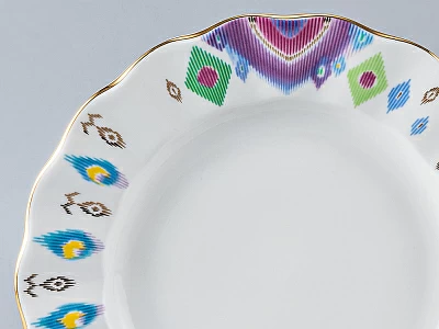 Тарелка мелкая 240 мм. форма Тюльпан рисунок Перо павлина, арт. 80.97650.00.1
