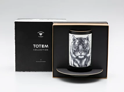 Бокал с блюдцем Тотем в подарочной упаковке, рисунок Тигр арт. 81.30082.00.1, 