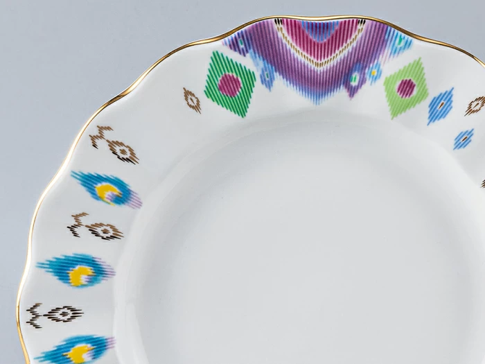 Тарелка мелкая 240 мм. форма Тюльпан рисунок Перо павлина, арт. 80.97650.00.1, 