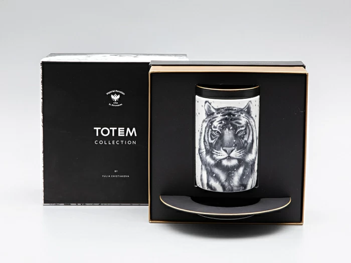 Бокал с блюдцем Тотем в подарочной упаковке, рисунок Тигр арт. 81.30082.00.1, 