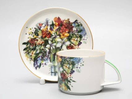 Чашка с блюдцем чайная форма Баланс рисунок Весенний букет/Spring Bouquet, арт. 81.29923.00.1, 
