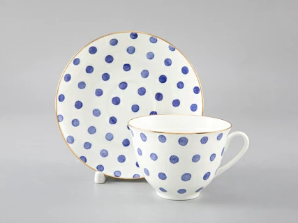 Чашка с блюдцем чайная форма Весенняя рисунок Polka dot арт. 81.28727.00.1, 