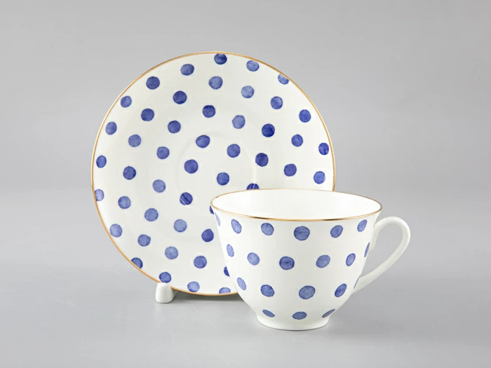 Чашка с блюдцем чайная форма Весенняя рисунок Polka dot арт. 81.28727.00.1, 