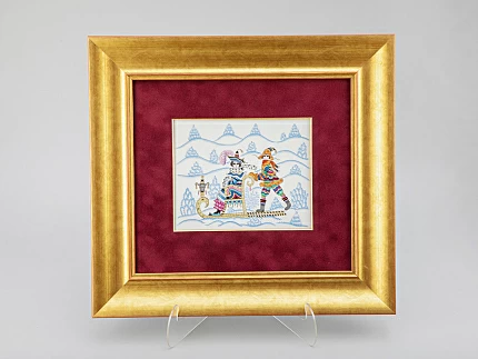 Подарочный набор Пласт в багете 43х39 Прямоугольная Зимние забавы. Санки гладк. Красный арт. 80.40577.00.1