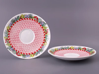 Набор бокалов с блюдцем 2шт форма Весна, рисунок Зимняя история (розовый) арт. 81.11374.00.1