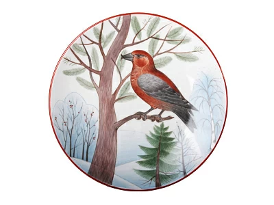 Декоративная тарелка 195 мм форма Эллипс рисунок Сосновый клест арт. 80.80352.00.1