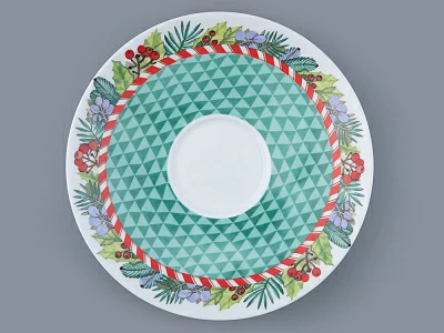 Бокал с блюдцем форма Весна рисунок Зимняя история (зеленый) арт. 81.31856.00.1