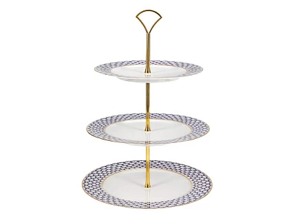 Этажерка 3-х ярусная форма Европейская-2 рисунок Кобальтовая сетка арт. 81.27185.00.1 Этажерка 3-х ярусная форма Европейская-2 рисунок Кобальтовая сетка арт. 81.27185.00.1