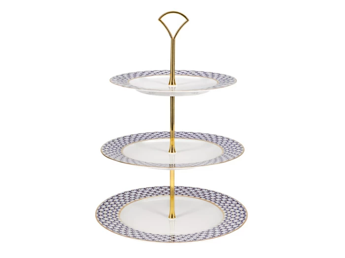 Этажерка 3-х ярусная форма Европейская-2 рисунок Кобальтовая сетка арт. 81.27185.00.1, 