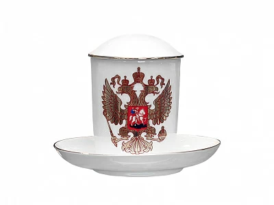 Бокал с блюдцем и с крышкой 380 мл форма Снежное утро рисунок Двуглавый орел арт. 81.15546.00.1