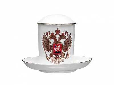 Бокал с блюдцем и с крышкой 380 мл форма Снежное утро рисунок Двуглавый орел арт. 81.15546.00.1