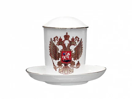 Бокал с блюдцем и с крышкой 380 мл форма Снежное утро рисунок Двуглавый орел арт. 81.15546.00.1 Бокал с блюдцем и с крышкой 380 мл форма Снежное утро рисунок Двуглавый орел арт. 81.15546.00.1