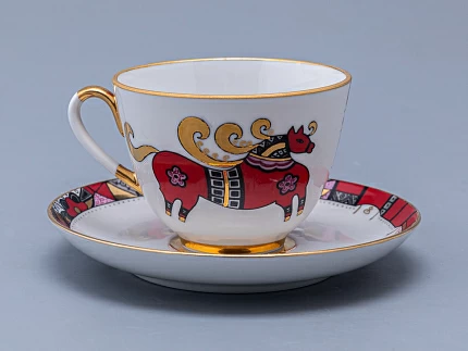 Чашка с блюдцем чайная 250 мл форма Весенняя рисунок Красный конь арт. 81.15308.00.1 Чашка с блюдцем чайная 250 мл форма Весенняя рисунок Красный конь арт. 81.15308.00.1