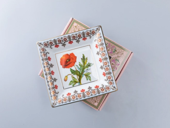 Подставка для мелочей в подарочной упаковке, форма Квадратная, рисунок Мак Восточный, арт 81.34216.00.1, 