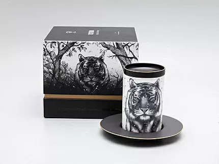 Бокал с блюдцем Тотем в подарочной упаковке, рисунок Тигр арт. 81.30082.00.1