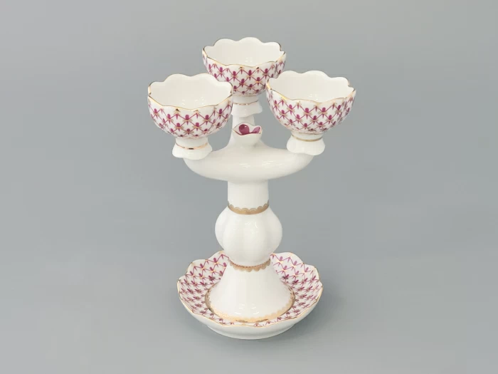 Подсвечник Трехрожковый Тюльпан Сетка-Блюз арт. 80.50232.00.1, 