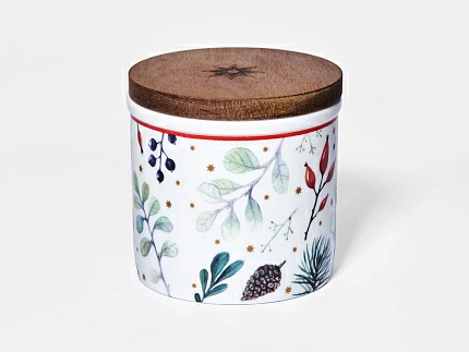 Набор банок 80 мм с деревянной крышкой (3 предмета), в подарочной упаковке, форма Стандартная, рисунок Календа, арт 42.00071.00.1