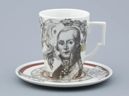 Бокал с блюдцем в подарочной упаковке, форма Гранд, рисунок Полководцы России Федор Ушаков, арт. 81.32433.00.1,  Бокал с блюдцем в подарочной упаковке, форма Гранд, рисунок Полководцы России Федор Ушаков, арт. 81.32433.00.1,