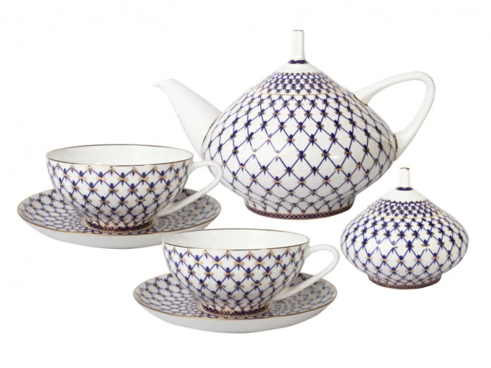 Сервиз чайный форма Купольная рисунок Кобальтовая сетка, 6 персон 14 предметов, арт. 81.21513.00.1, 