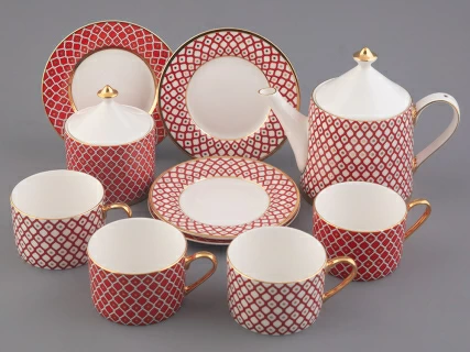 Сервиз чайный форма Идиллия рисунок Скарлетт, 4 персоны 10 предметов, арт. 81.27756.00.1,  Сервиз чайный форма Идиллия рисунок Скарлетт, 4 персоны 10 предметов, арт. 81.27756.00.1,