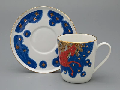 Чашка с блюдцем чайная, форма Колокол рисунок Год лошади, арт. 81.33964.00.1