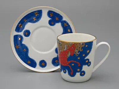Чашка с блюдцем чайная, форма Колокол рисунок Год лошади, арт. 81.33964.00.1