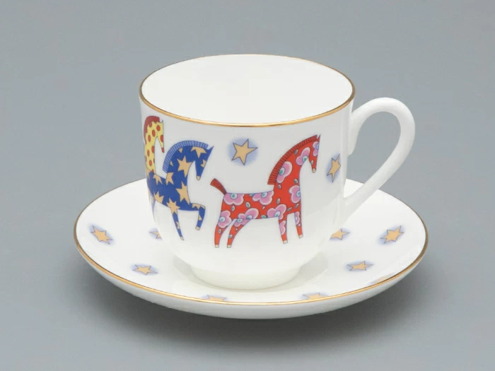Чашка с блюдцем кофейная форма Ландыш рисунок Год лошади, арт. 81.33974.00.1, 
