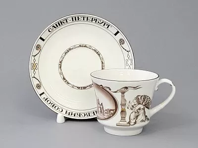 Чашка с блюдцем чайная 220 мл форма Банкетная рисунок Исаакиевский собор арт. 81.14849.00.1