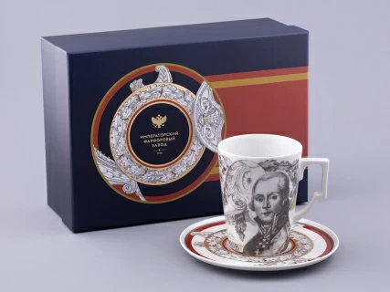 Бокал с блюдцем в подарочной упаковке, форма Гранд, рисунок Полководцы России Федор Ушаков, арт. 81.32433.00.1,  Бокал с блюдцем в подарочной упаковке, форма Гранд, рисунок Полководцы России Федор Ушаков, арт. 81.32433.00.1,